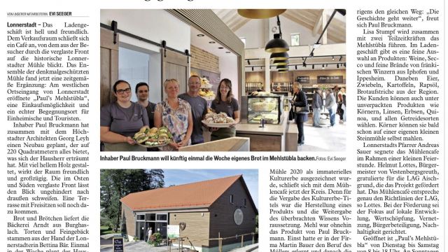 Paul´s Mehlstübla in Lonnerstadt. Nachhaltige Landwirtschaft und der Weg vom Urprodukt zum fertigen Erzeugnis wird dort erlebbar gemacht